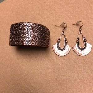 Stunning COPPER CUFF BRACELET & matching EARRINGS